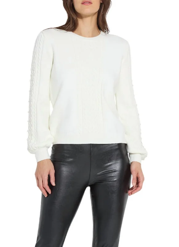 Leanna Cozy Pearl Sweater In Snow White Fitted Loose Oversized