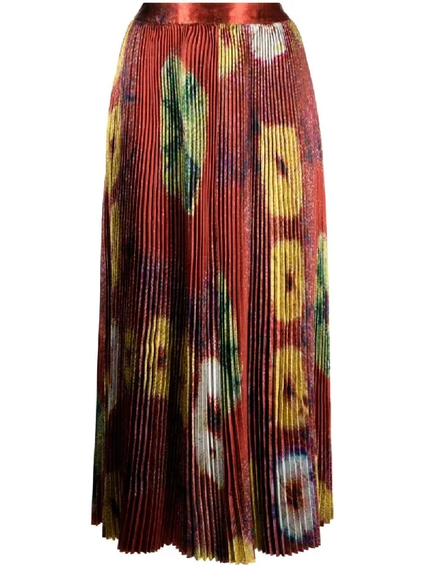 RAMI HIGH-WAISTED PLEATED SKIRT button skirt front