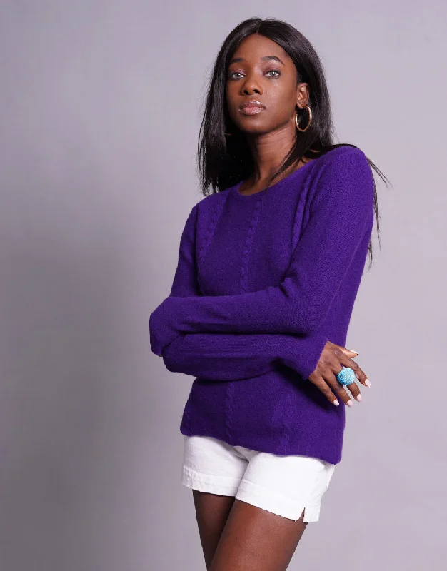 Everyday Cable Sweater in Purple Lace Blend Ribbed Blend Corduroy Blend