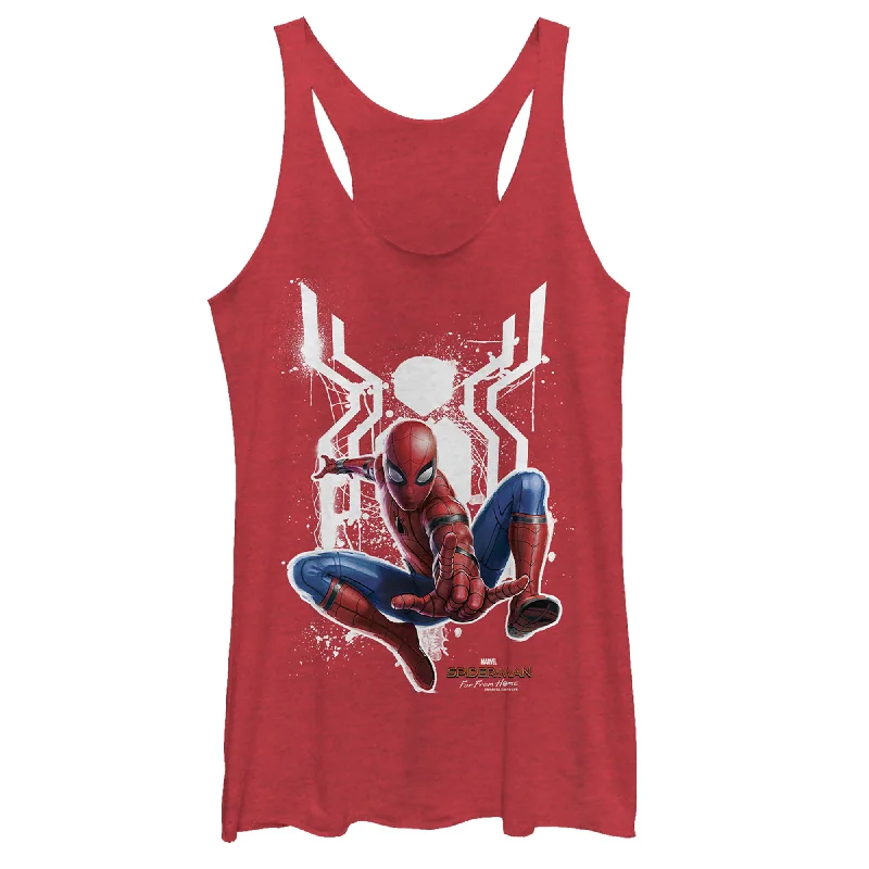 Women's Marvel Spider-Man: Far From Home Logo Splatter Racerback Tank Top glitter tank top