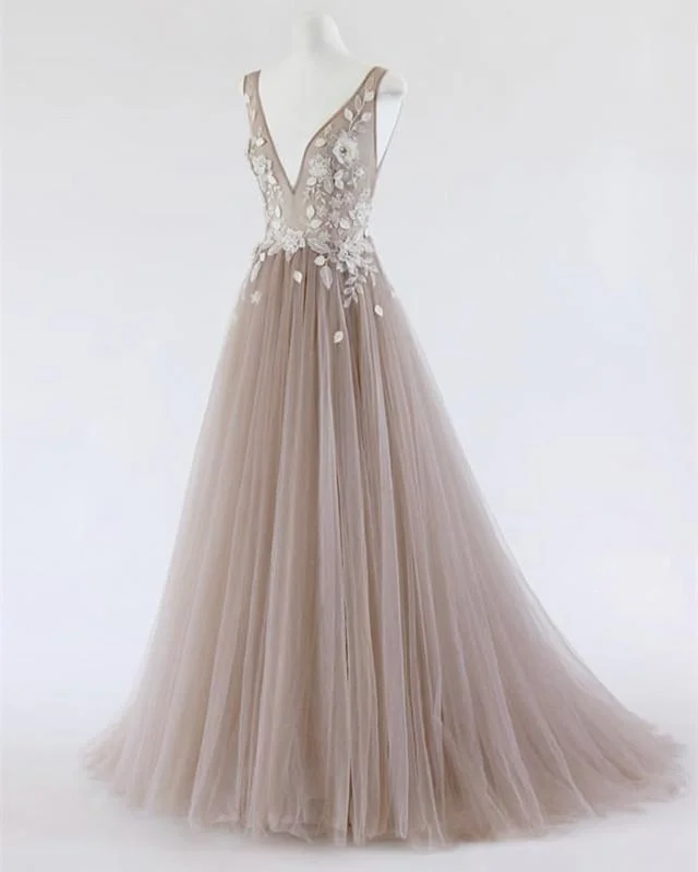 See Through Prom Dresses Tulle Embroidery Evening Gowns Tunics Gym athletic