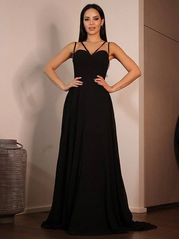 A-Line/Princess Jersey Ruffles Sweetheart Sleeveless Sweep/Brush Train Dresses Tunics Cozy comfortable