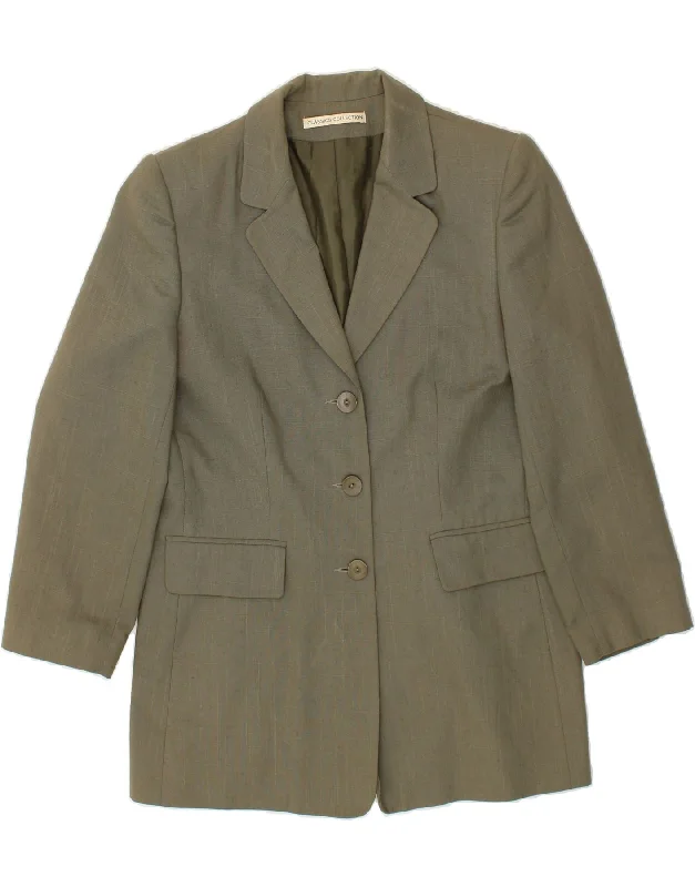 CLASSICS Womens Longline 3 Button Blazer Jacket UK 14 Medium Khaki Jersey Jacket Tulle Jacket Batik Jacket CLASSICS Womens Longline 3 Button Blazer Jacket UK 14 Medium Khaki Jersey Jacket Tulle Jacket Batik Jacket
