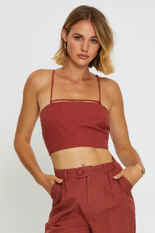 Brown Crop Top Linen Blend Hooded Caped Shawl Collar
