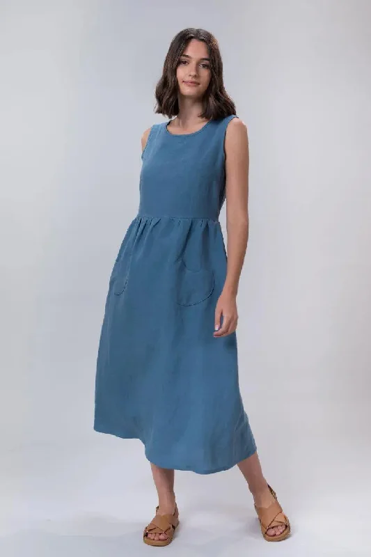 Jane Dress in Sky Linen by Wilga Clothing Tunics Occasion special