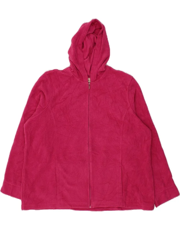 L.L.BEAN Womens Hooded Fleece Jacket UK 20 2XL Pink Polyester Herringbone Jacket Checkered Jacket Solid Jacket