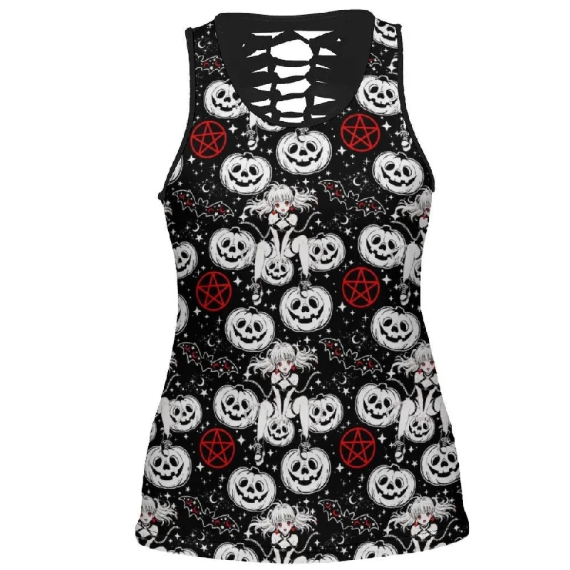 Women's Goth Aesthetic Hollow Out Tank Top mint tank top