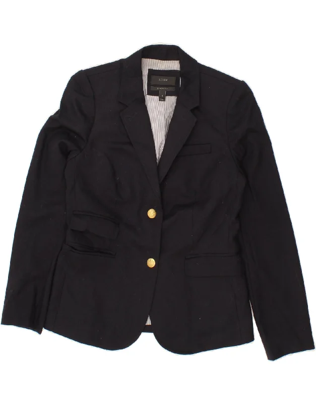 J. CREW Womens Schoolboy 2 Button Blazer Jacket US 6 Medium Navy Blue Wool V-Neck Jacket Boat Neck Jacket Square Neck Jacket
