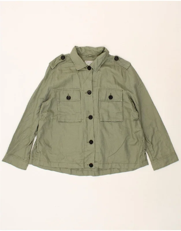 FAT FACE Womens Loose Fit Military Jacket UK 12 Medium Khaki Linen Appliqued Jacket Beaded Jacket Sequined Jacket FAT FACE Womens Loose Fit Military Jacket UK 12 Medium Khaki Linen Appliqued Jacket Beaded Jacket Sequined Jacket