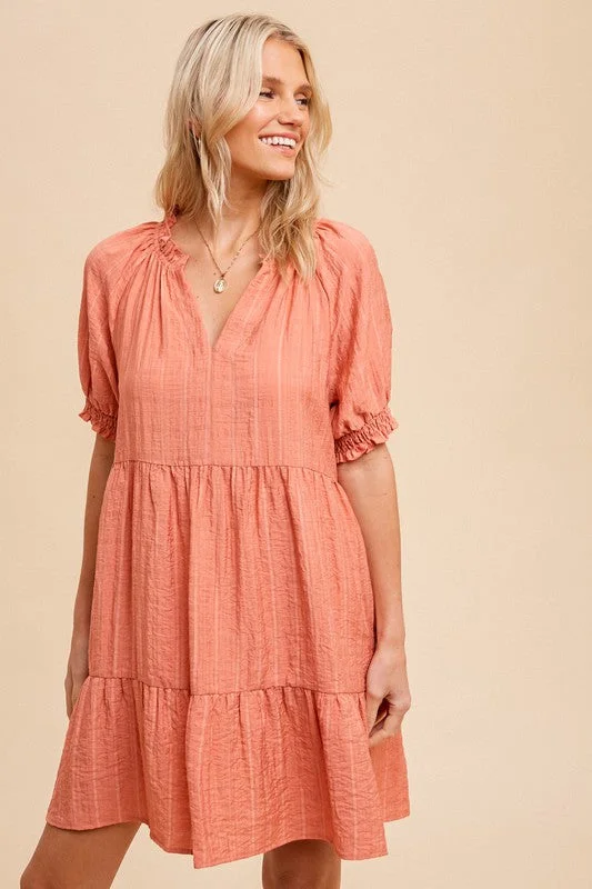 Textured Tiered Dress - ginger Tunics Party sparkling