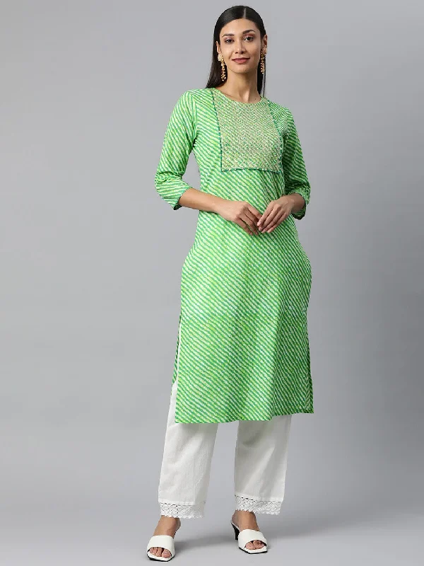 Women's Floral Printed Thread Work Pure Cotton Kurta With Trousers  With Dupatta - Hatheli Trousers Brand Named