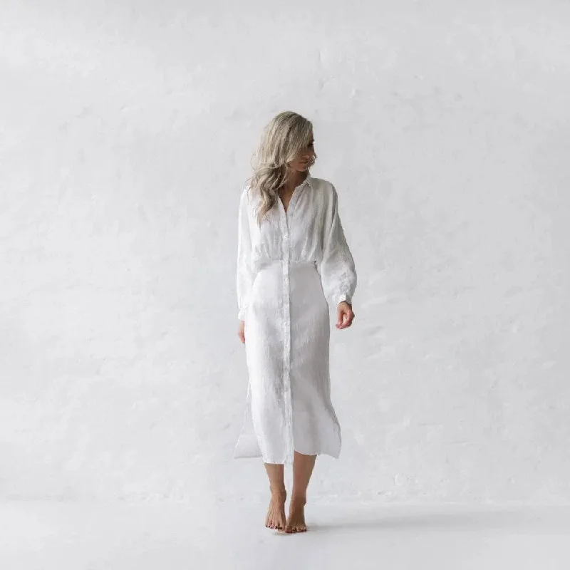 Linen Dress Nea White by Seaside Tones Tunics Luxurious premium