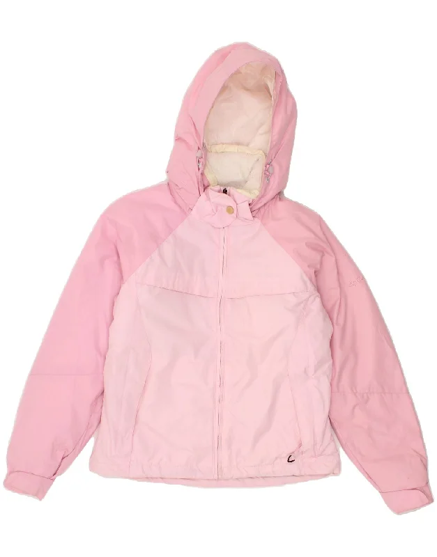 COLUMBIA Womens Hooded Windbreaker Jacket UK 10 Small Pink Colourblock Knit Fabric Woven Fabric Fleece Fabric