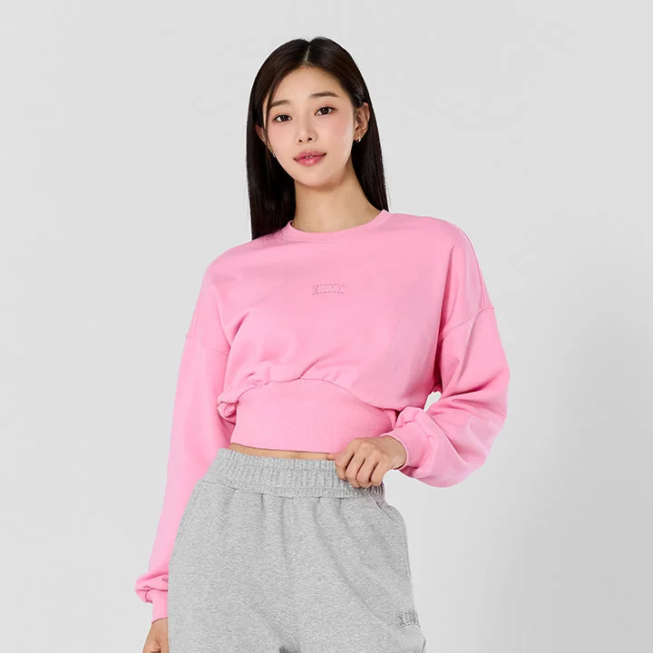 Wide Banding Crop Sweatshirts Hoodie with Contrast Stitching Detailed Premium