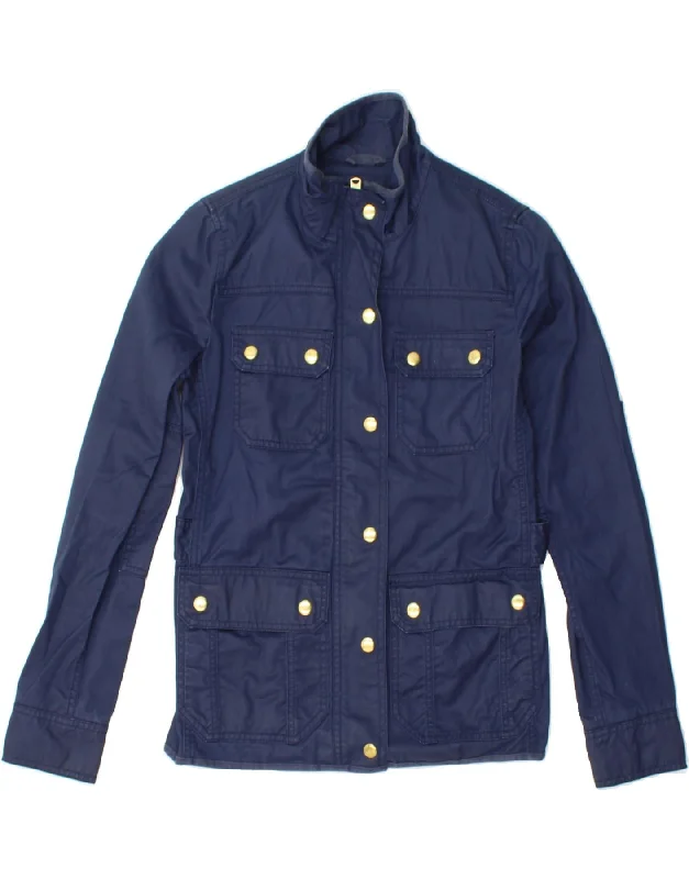 J. CREW Womens Utility Jacket UK 2 2XS Navy Blue Cotton Satin Jacket Silk Jacket Chiffon Jacket J. CREW Womens Utility Jacket UK 2 2XS Navy Blue Cotton Satin Jacket Silk Jacket Chiffon Jacket