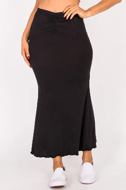 Solid Mermaid Skirt with Ruched Detail velvet skirt plush