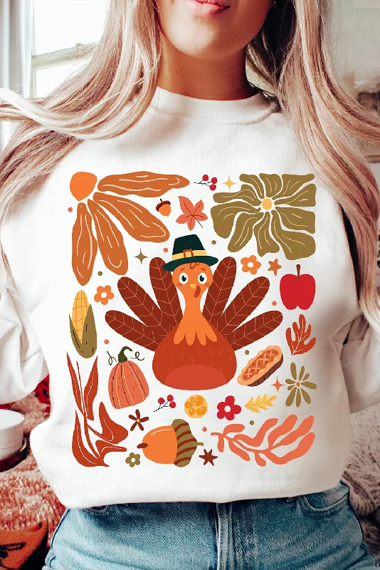 Beige Thanksgiving Fall Vibe Graphic Crew Neck Sweatshirt Hoodie with Pocket Utility Practical