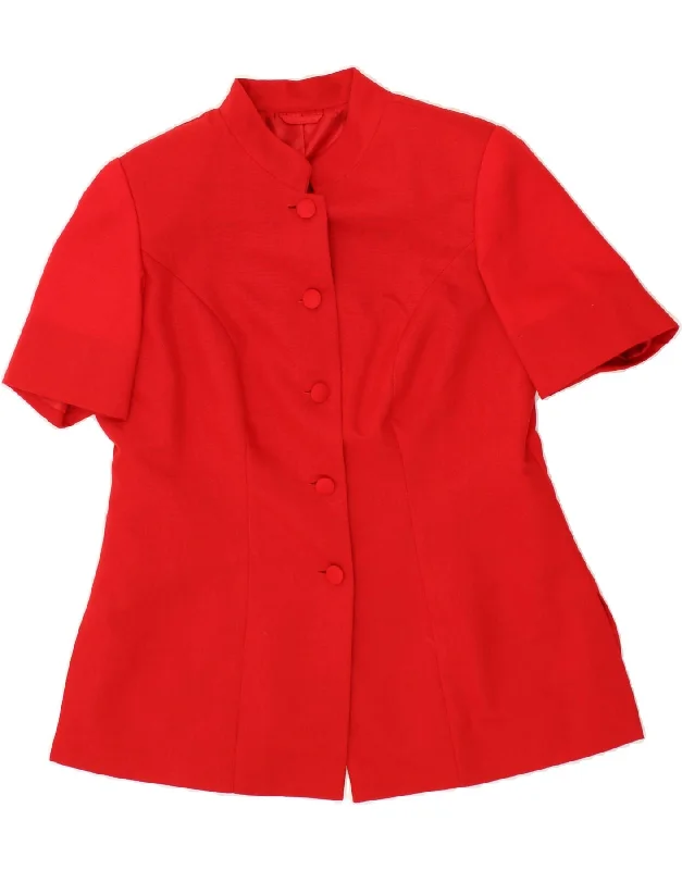 VINTAGE Womens 5 Button Short Sleeve Blazer Jacket UK 14 Medium Red Mesh Jacket Canvas Jacket Denim Jacket VINTAGE Womens 5 Button Short Sleeve Blazer Jacket UK 14 Medium Red Mesh Jacket Canvas Jacket Denim Jacket