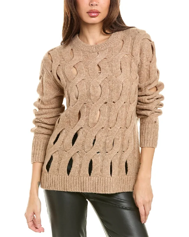 Helmut Lang Iha Twisted Wool-Blend Sweater Cashmere Blend Cotton Blend Poly Blend