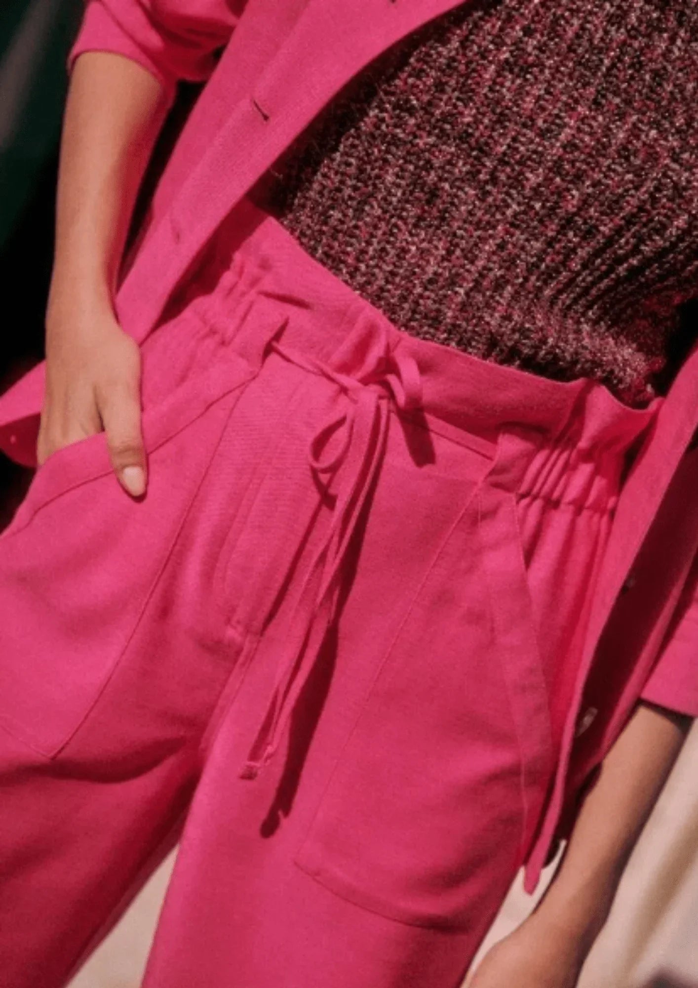FUCHSIA JACQUES LINEN TROUSERS Trousers Canvas Durable