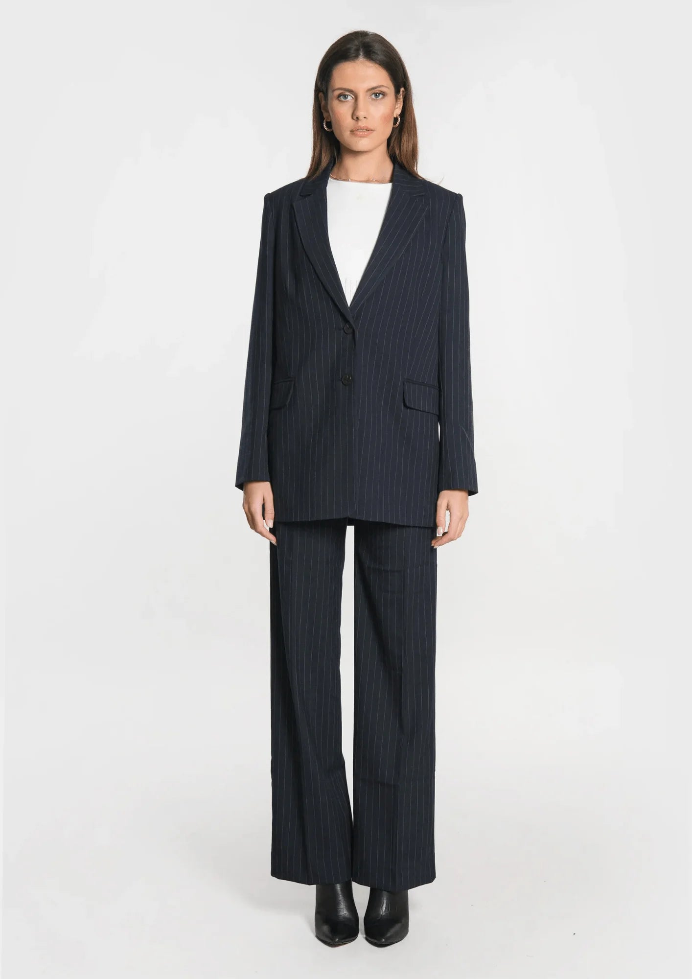 BLACK STRIPED TROUSERS Skinny Trousers Denim Stretchy