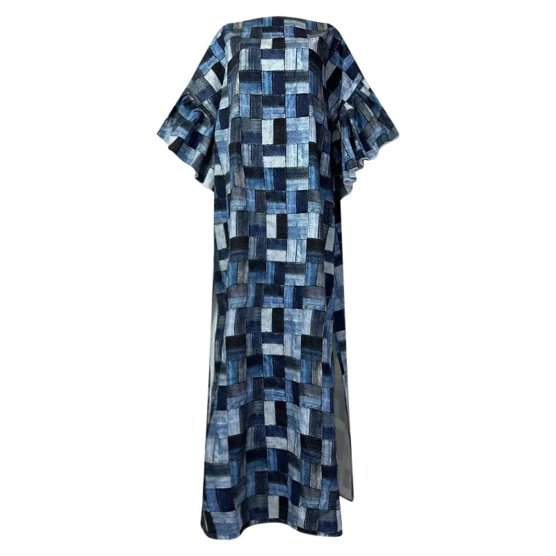 Harmony Patch Kaftan Dress Boatneck Modish Everyday