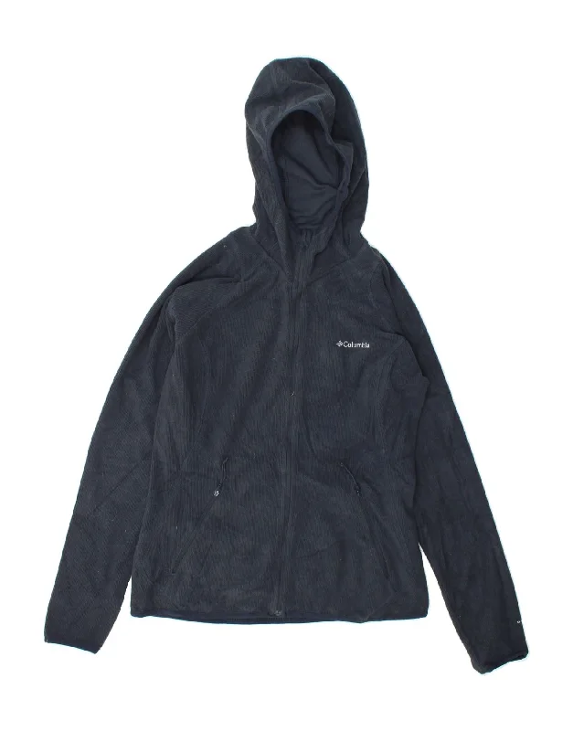 COLUMBIA Womens Hooded Fleece Jacket UK 12 Medium Navy Blue Polyester Print Jacket Jacquard Jacket Embroidered Jacket COLUMBIA Womens Hooded Fleece Jacket UK 12 Medium Navy Blue Polyester Print Jacket Jacquard Jacket Embroidered Jacket
