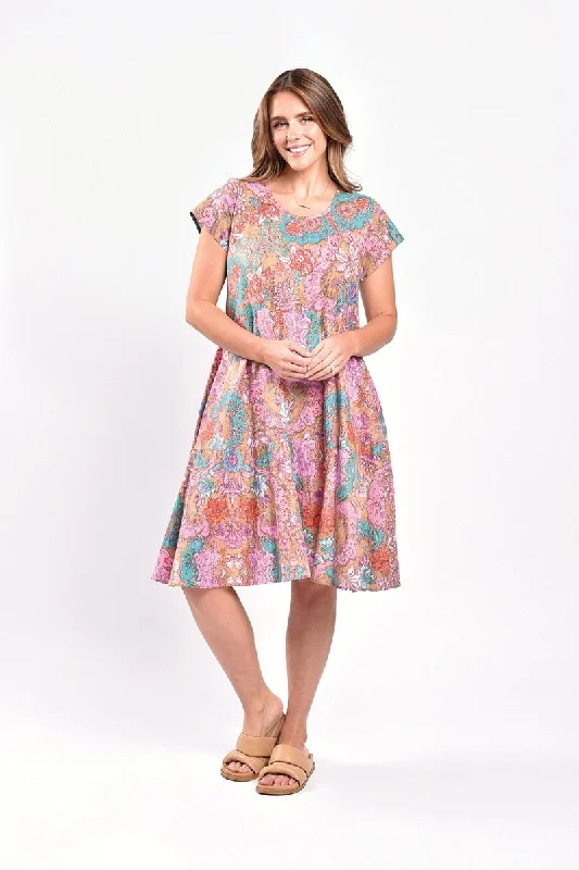 Short sleeved dress in pink cotton 3303 by Saint Lori Casual Short Summer