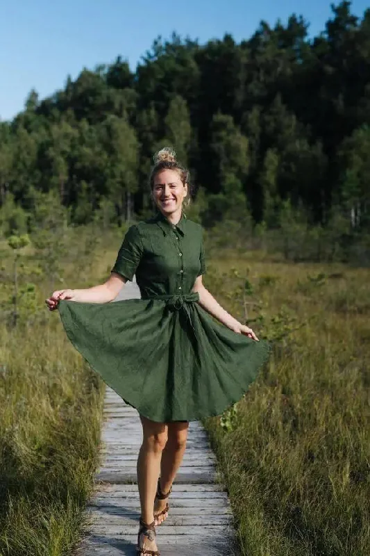 Sydney Forest linen dress A-Line Day Work