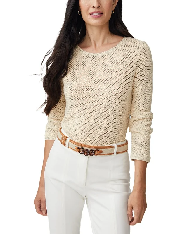 J.McLaughlin Donna Linen-Blend Sweater Front Pockets Side Pockets Patch Pockets