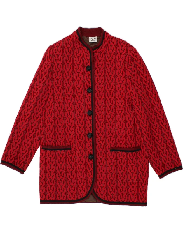 LIOLA Womens Longline Knit Blazer Jacket UK 16 Large Red Anorak Shell Jacket Lightweight Jacket