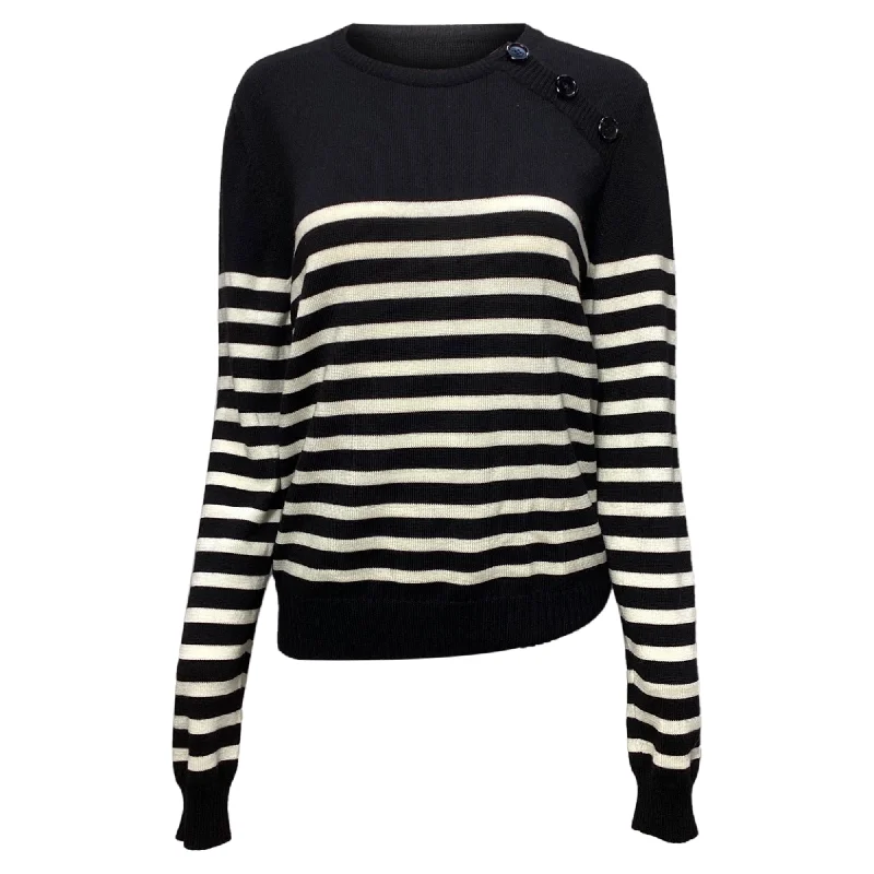 Saint Laurent Striped Sailor Sweater in Black and Ivory Wool Anti-Pilling Anti-Shrink Durable