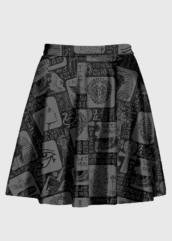 Black and Grey Ancient Egyptian Hieroglyphs Pattern Skirt cashmere skirt plush