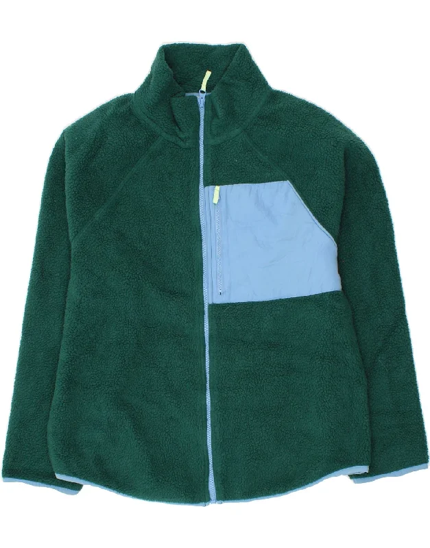 J. CREW Womens Fleece Jacket UK 14 Medium Green Colourblock Polyester Chenille Jacket Brocade Jacket Lace Jacket