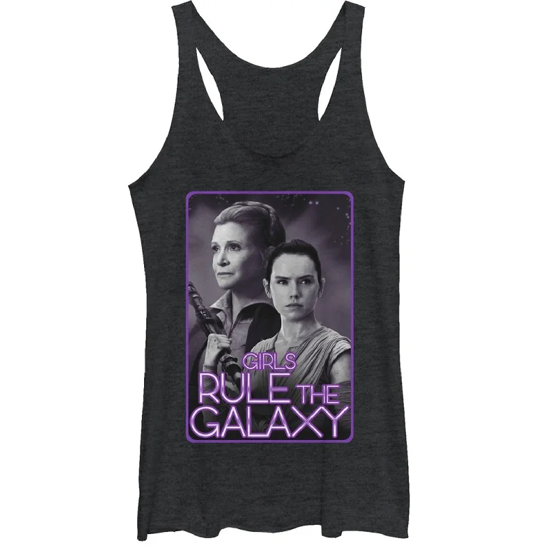 Women's Star Wars The Force Awakens Leia and Rey Rule the Galaxy Racerback Tank Top mesh tank top
