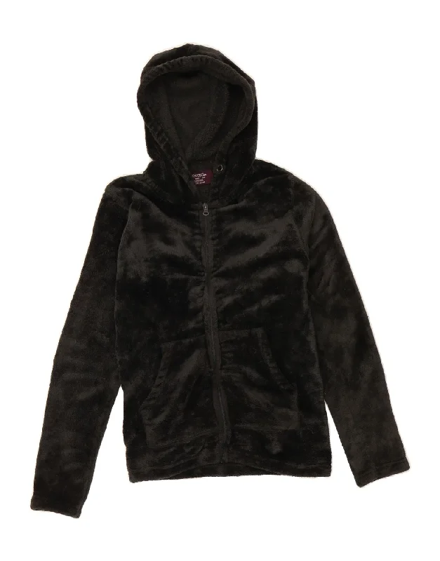 MOUNTAIN WAREHOUSE Womens Hooded Fleece Jacket UK 12 Medium Black Bomber Jacket Anorak Windbreaker