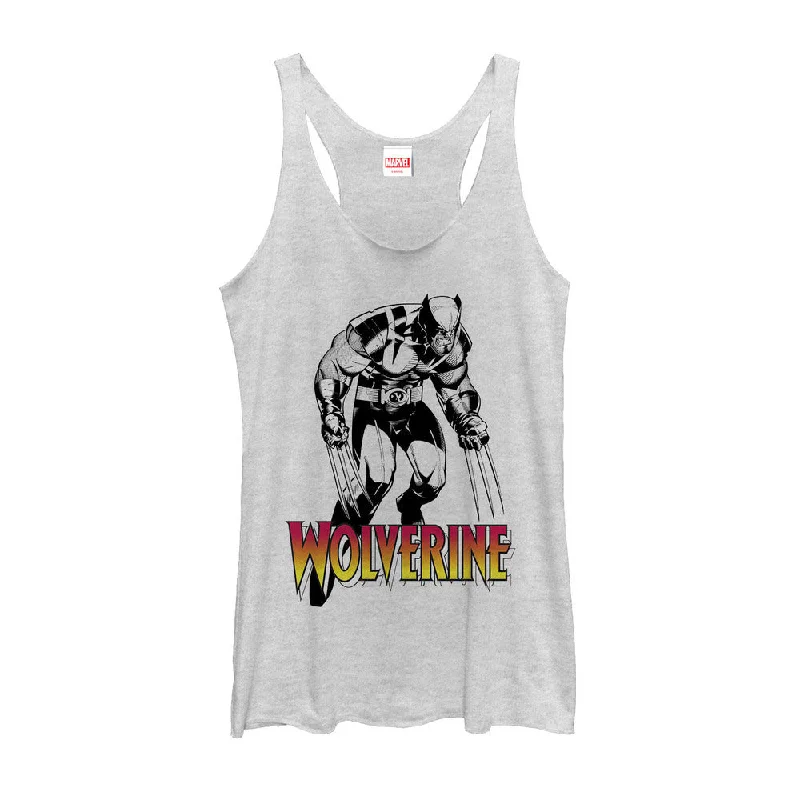 Women's Marvel X-Men Wolverine Grayscale Racerback Tank Top comfortable tank top
