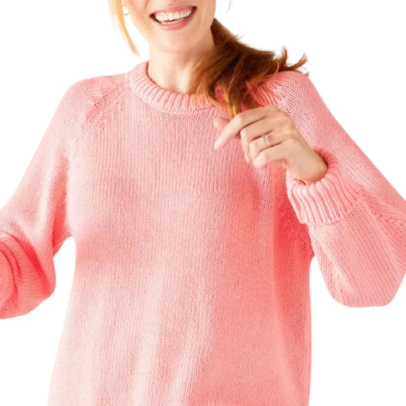 Amalfi Crewneck Sweater In Peach Fleece Fabric Down Fabric Feather Fabric