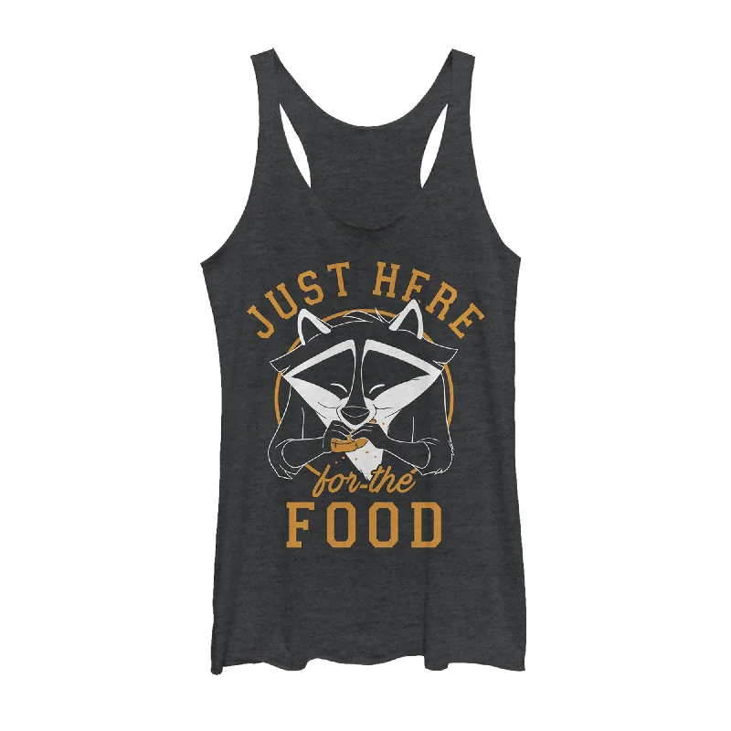 Women's Pocahontas Meeko Here For Food Racerback Tank Top lace back tank