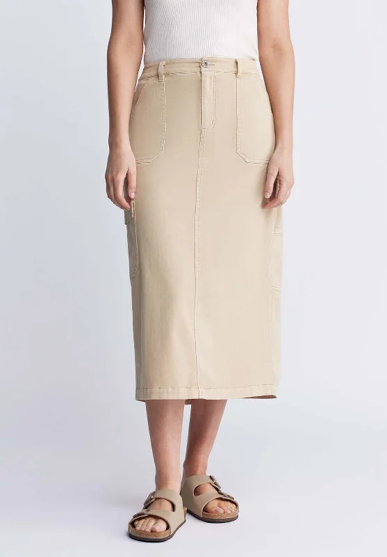Matilde Women’s Cargo Skirt in Beige - WS0010P velvet skirt luxurious