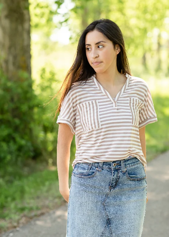 Jersey Knit Striped Mix Top - FINAL SALE High-End Jersey Tee