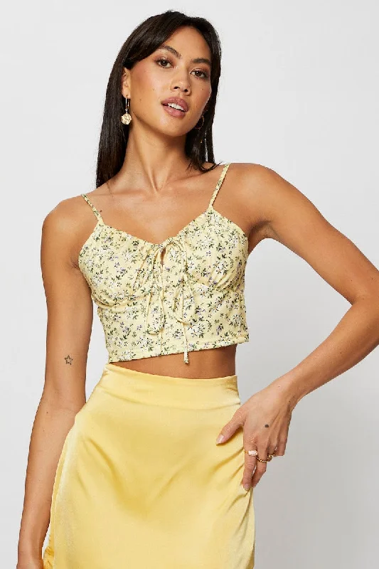Print Crop Top Rayon Velvet Corduroy