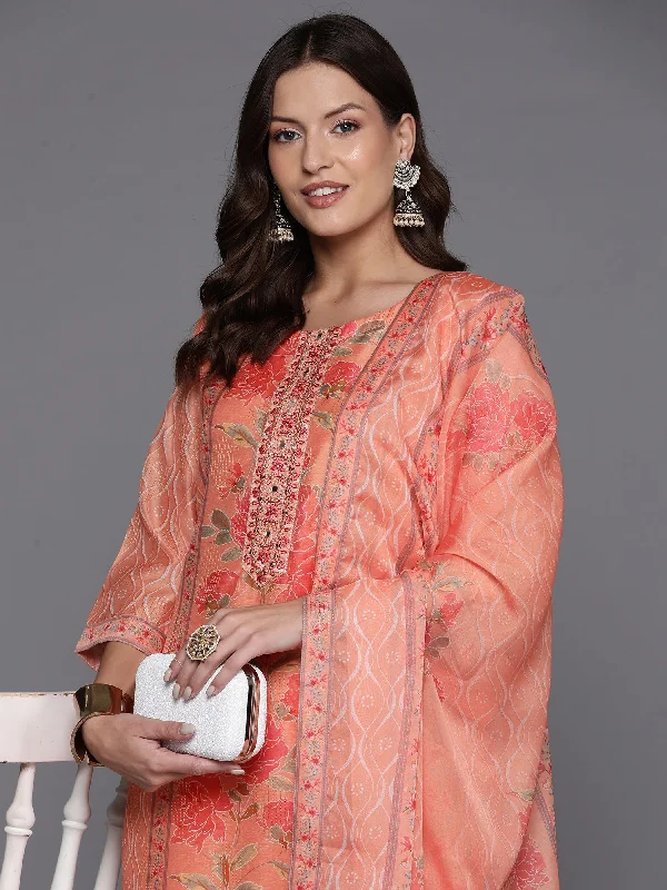 Women's Orange Embroidered Straight Kurta Trousers With Dupatta Set - Indo Era Trousers Palazzo Wide Leg Women's Orange Embroidered Straight Kurta Trousers With Dupatta Set - Indo Era Trousers Palazzo Wide Leg