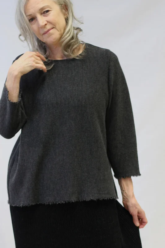 Knitworks Knitted Sweater Charcoal Open Front Closed Front Wrap Front