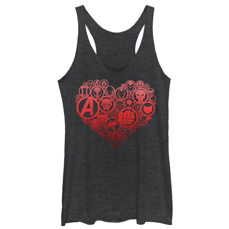 Women's Marvel Valentine's Day Hero Icon Heart Racerback Tank Top halter tank top