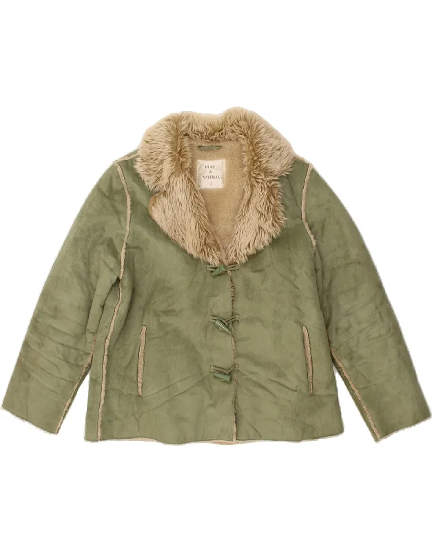 VINTAGE Womens Sherpa Jacket UK 16 Large Green Polyester Herringbone Jacket Houndstooth Jacket Plaid Jacket VINTAGE Womens Sherpa Jacket UK 16 Large Green Polyester Herringbone Jacket Houndstooth Jacket Plaid Jacket