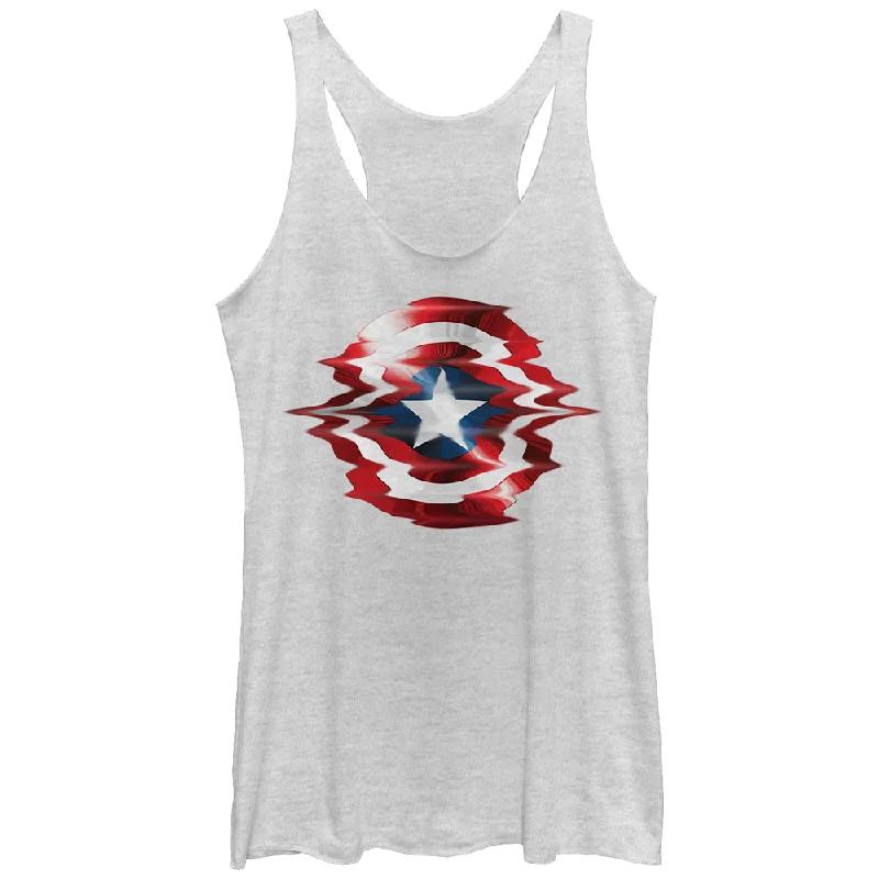 Women's Marvel Captain America Shield Glitch Racerback Tank Top solid color tank