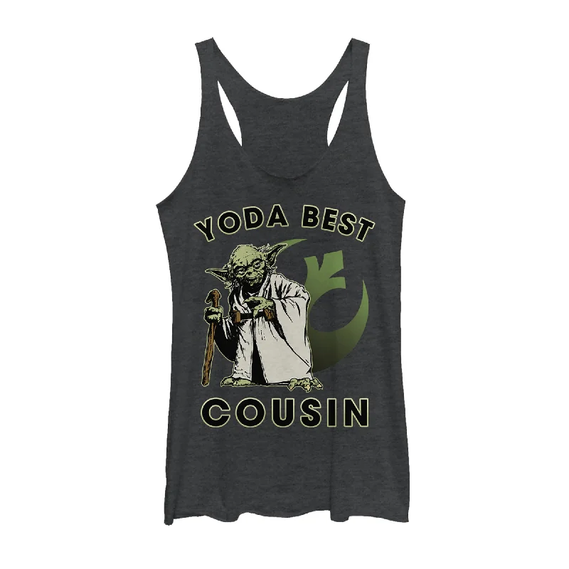 Women's Star Wars Yoda Best Cousin Racerback Tank Top metallic tank top