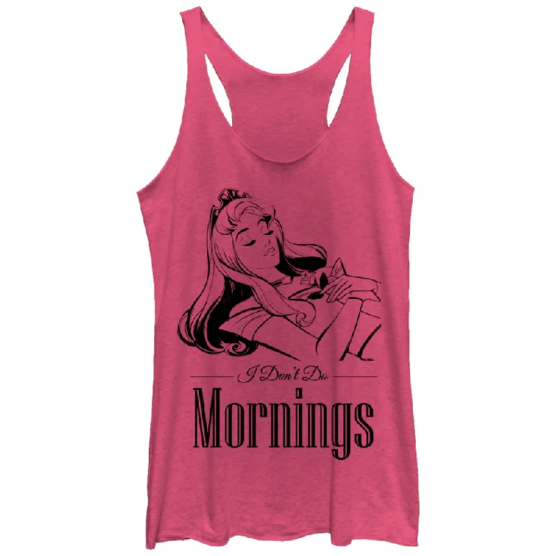 Women's Sleeping Beauty Aurora Don't Do Mornings Racerback Tank Top lemon yellow tank