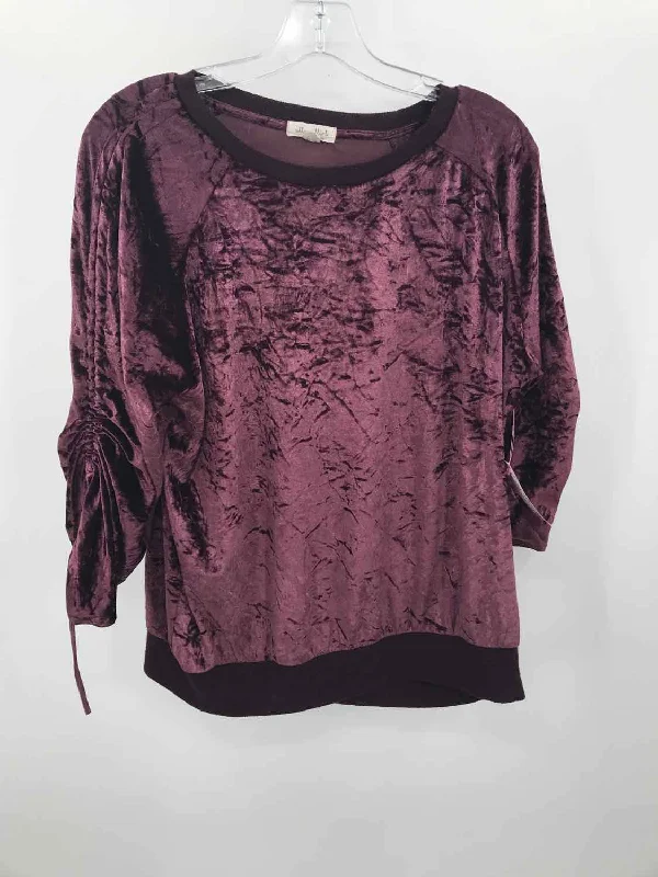 Pre-Owned Ultra Flirt Purple Size Medium Velvet Sweatshirt Hoodie with Metallic Shiny Futuristic